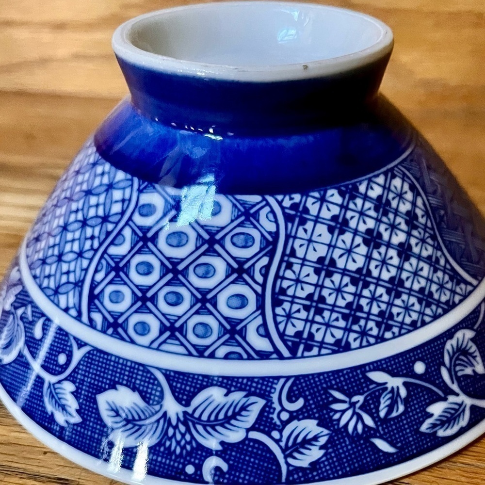 VTG Ardco Dallas Japan Blue & White Porcelain Footed Rice Bowl Chinoiserie Decor - Picture 6 of 11